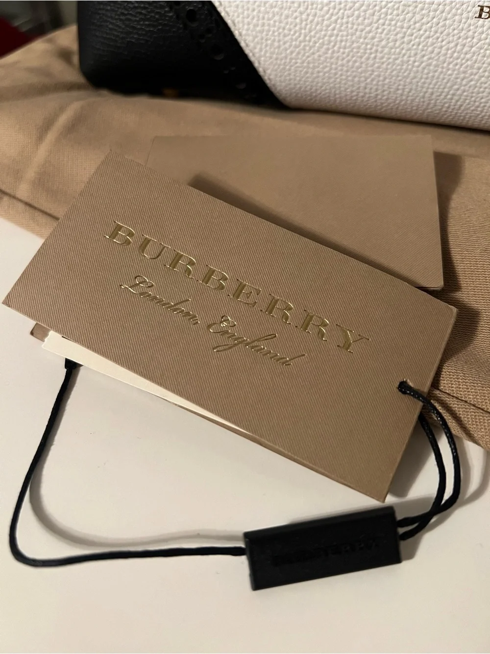 Burberry Black & White Leather Tote